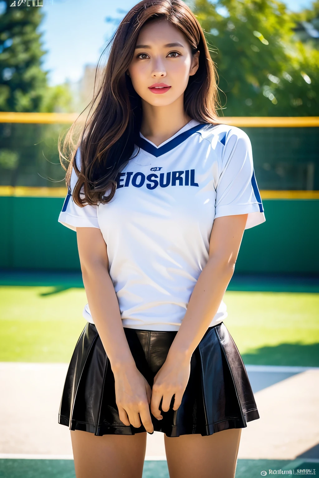 (Photo realism: 1.4), (Surrealism: 1.4), (Practical: 1.3), (soft light: 1.05), (Improved lighting: 0.9), 32k, 1 girl, 20 year old girl, Practical lighting, Backlight, face light, Ray Tracing, (Whitening Light: 1.2), (Image Enhancement: 1.4), ( Top quality leather: 1.4), Narrow your eyes, delicate face, Narrow your eyes, (Body lines, mood boost: 1.1), Breasts that are too large, Large target, (Improve skin quality and beauty: 1.1),volleyball uniform:1.4, indoor_volleyball_court_background:1.4, Thighs Thighs Thighs Thighs, protrude , crotch