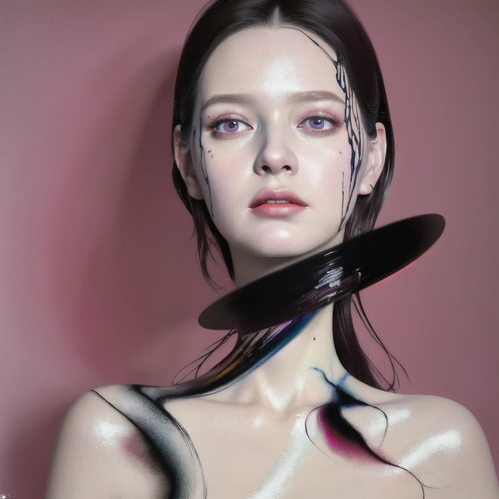 Android Beauty, Powerful paintings inspired by Francis Bacon, Ultra-realistic surrealism, Hyperrealism, fear, art, hyper real painting, Realistic illustration painting, カラフルなHyperrealism, Hyper-realistic digital art