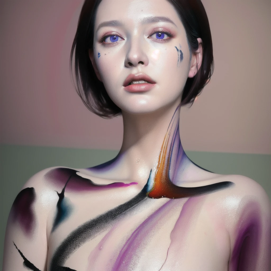 Android Beauty, Powerful paintings inspired by Francis Bacon, Ultra-realistic surrealism, Hyperrealism, fear, art, hyper real painting, Realistic illustration painting, カラフルなHyperrealism, Hyper-realistic digital art