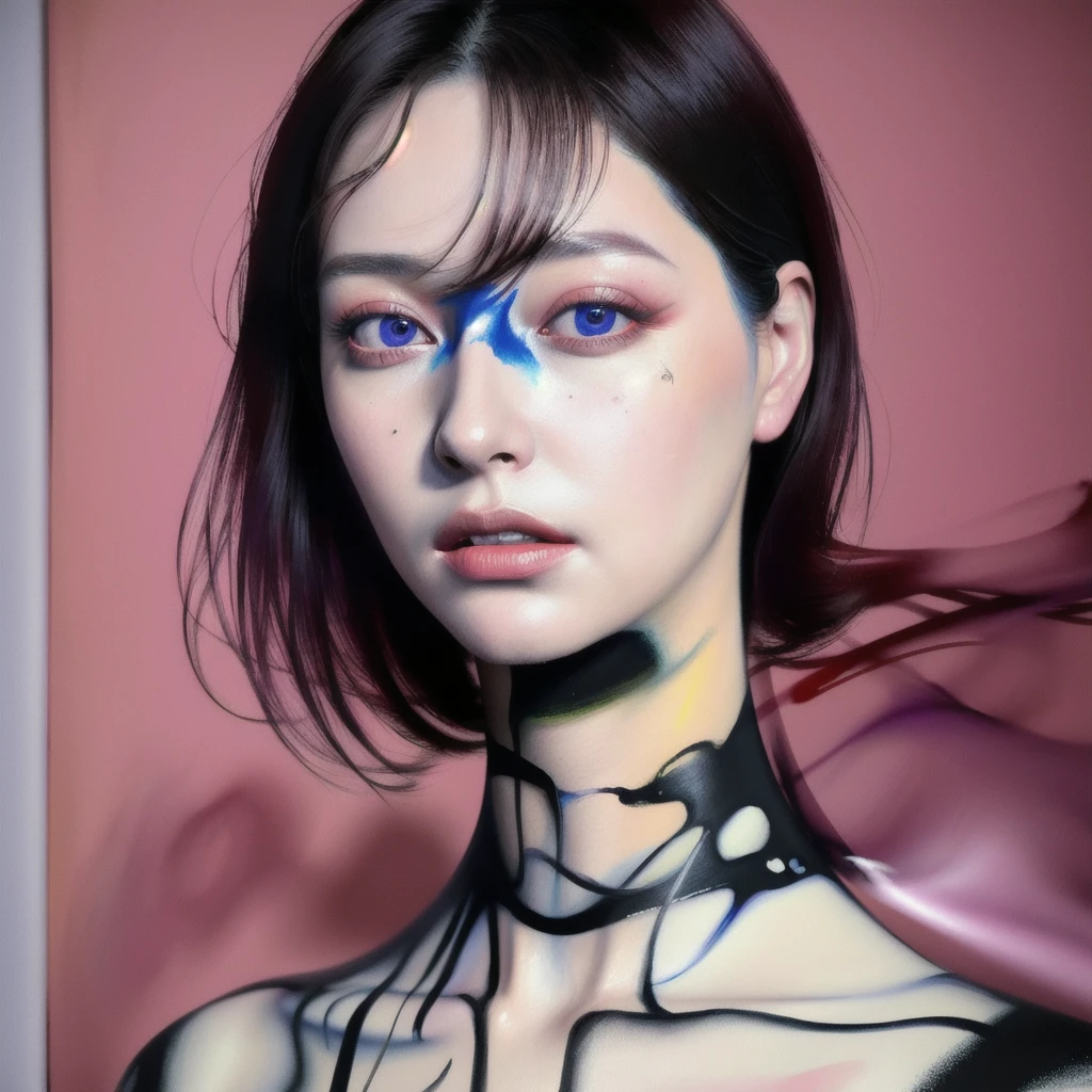 Android Beauty, Powerful paintings inspired by Francis Bacon, Ultra-realistic surrealism, Hyperrealism, fear, art, hyper real painting, Realistic illustration painting, カラフルなHyperrealism, Hyper-realistic digital art