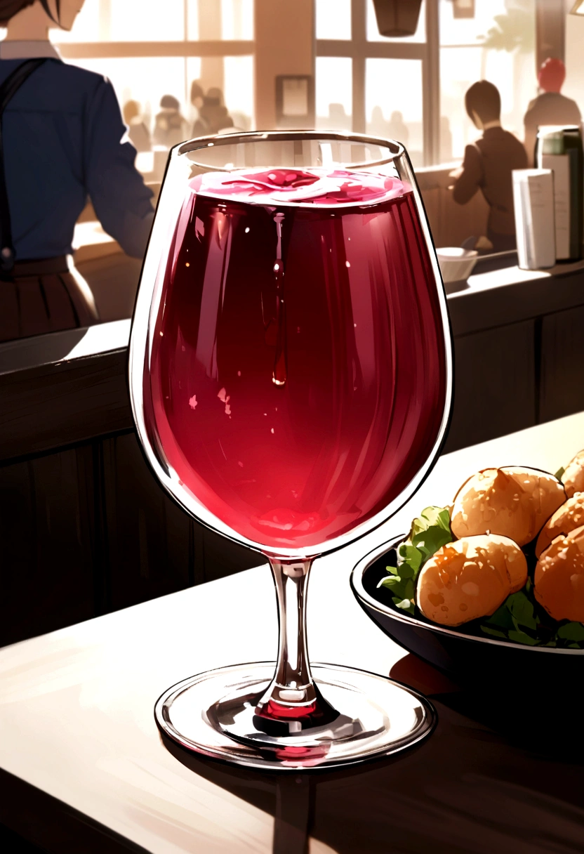 Can you make me an anime girl by having a glass of wine in a cafe?