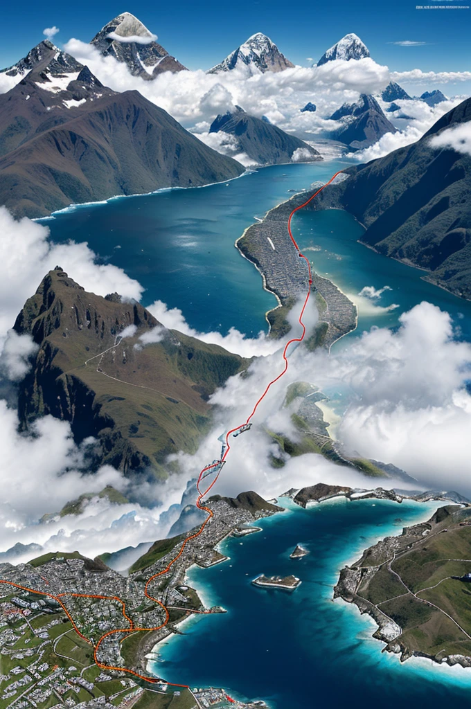 Graph the map of Antarctica limits,oceans,mares,gulf,cables,peninsulas and highest peaks then identify the Peruvian base of Machu Pichu