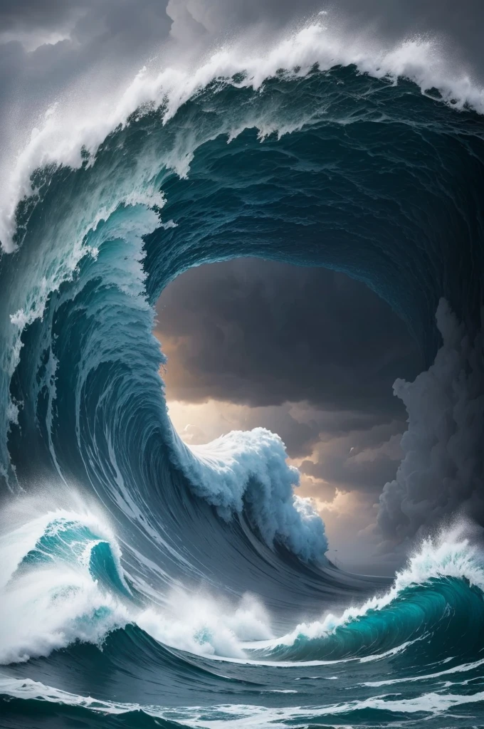 The storm raged fiercely over the Atlantic sea, launching gigantic waves
