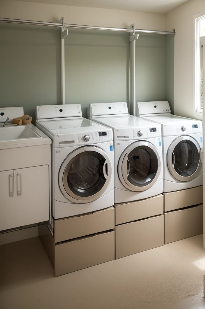 A laundry room on a sand soccer field
