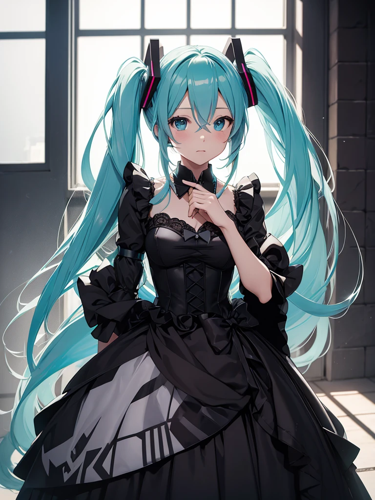 hatsune miku, black color wedding dress
