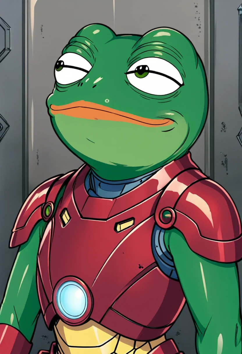 pepe frog with iron man armor 