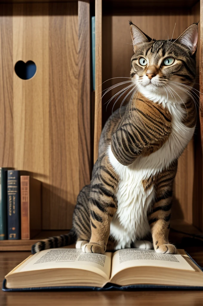 a happy cat reading
