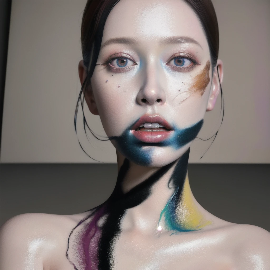 Android Beauty, Powerful paintings inspired by Francis Bacon, Ultra-realistic surrealism, Hyperrealism, fear, art, hyper real painting, Realistic illustration painting, カラフルなHyperrealism, Hyper-realistic digital art