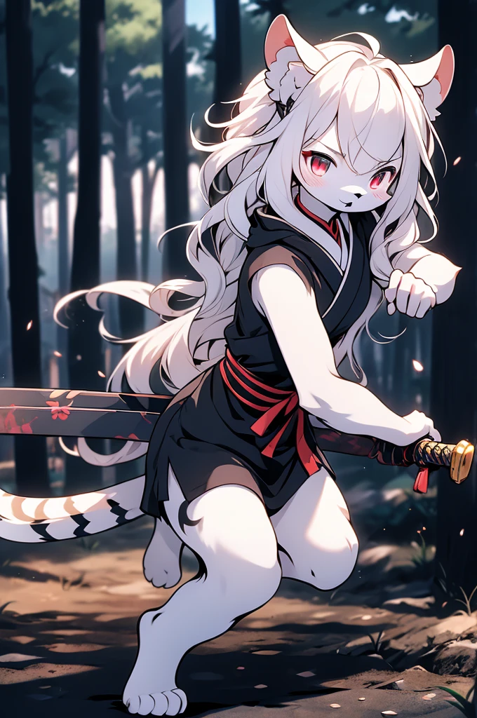 quality\(8K,Extremely detailed CG unit wallpaper, masterpiece,high resolution,top-quality,top-quality real texture skin,Surrealism,提high resolution,RAW photos,Best quality,Very detailed,,light,Ray Tracing,Golden Ratio\),furry，furry，hairy，hairy，White Tiger少女，White Tiger，White Tiger，White Tiger少女，全身White hair，White Hair，White hair，Snow background，Snow and ice theme，Hanfu，Hanfu下摆，遮住大腿的Hanfu下摆，穿着Hanfu，中式Hanfu，手持Long Sword，Sword in hand，Martial arts style，手持Long Sword的White Tiger少女，Full body close-up，Lean forward，Juhechop，Draw the sword and cut，手持Long Sword，持有Long Sword，拿着Long Sword，Long Sword，Long Sword，Long Sword，Highlight the role，Sassy，Keep your mouth shut，cool girl，indifferent，Cold，poker face，Loose long hair，Loose long hair，Cold气质，Loose long hair，Cold，Blood-red eyes，Maniac