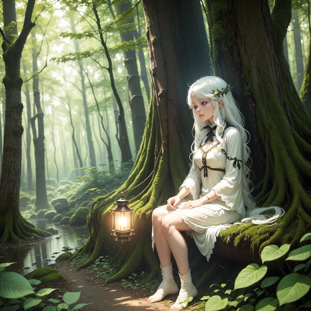 Forest fairy. be of light. woman of light White hair. peace.spirituality.