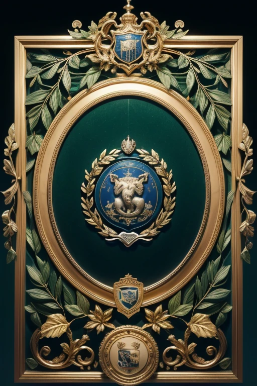 Coat of arms: with mulberry leaves with silver details, in the middle a tree with a green blend, blue and yellow with white details, Written ""ADM"" BOTTOM IN GOLD with a lion in the middle in gold and blue