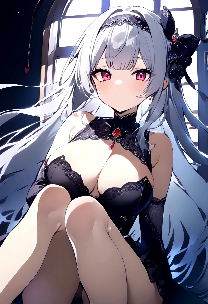 ((masterpiece, best quality))++, Detailed lighting+,  Detailed hair+, Detail hand+ ,1 girl, Miss, Long hair,   Crimson eyes,  beautiful eyes, young white hair,,(Beautiful white hair:1.5),(Beautiful and delicate eyes),  high resolution+,glass tint, Reflective eyes,   {{angle}} , Very detailed wallpaper, The original, ,Sea of Flowers，Air bangs，Extremely beautiful CG，Headband，Gray eyelashes