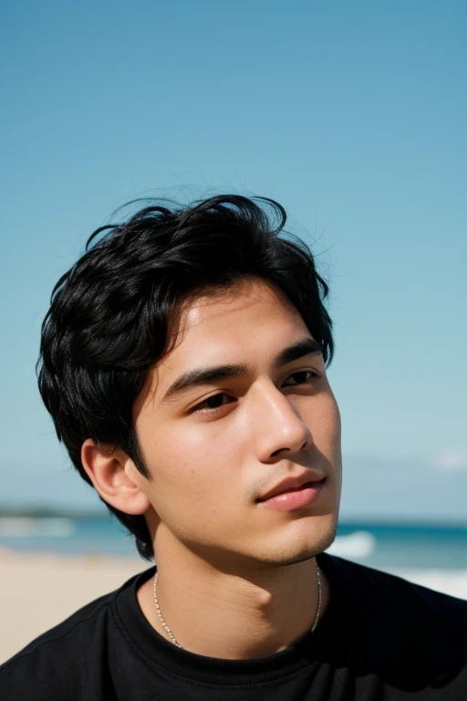 a boy in love, black hair, high, with semi-cute features but not so handsome and looking a little lonely
