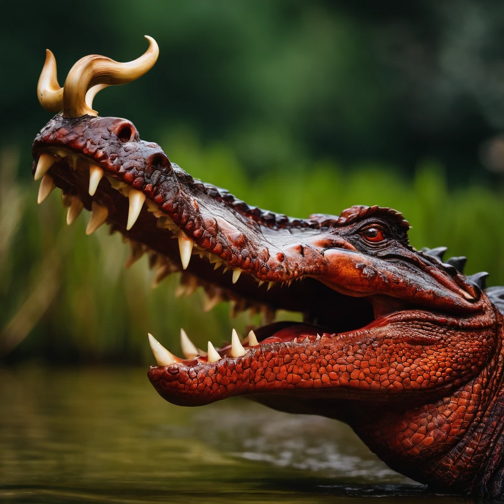Fire crocodile with ox horn