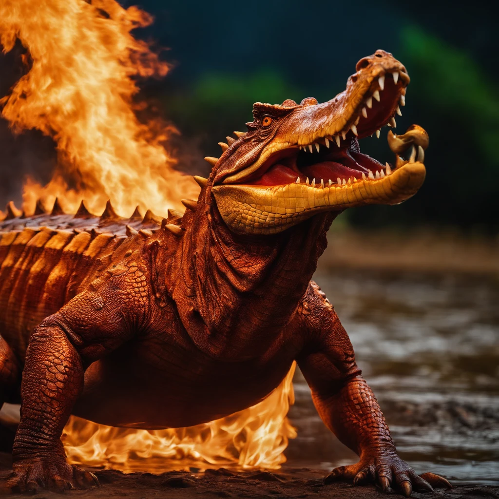 Fire crocodile with ox horn