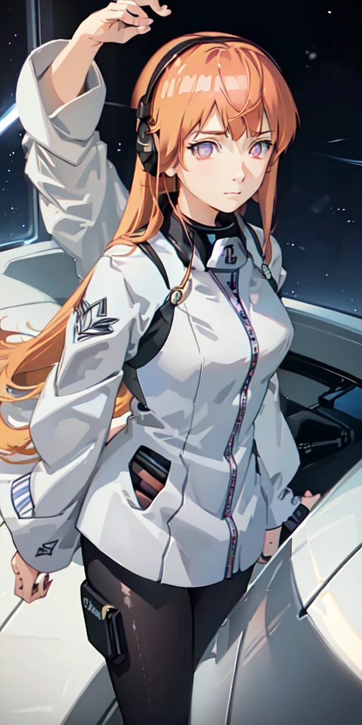 (Overhead view),dynamic angle,ultra-detailed, illustration, close-up, straight on, 1girl, 
 ((souryuu asuka langley, interface headset, red bodysuit:1.4, blonde)),Her eyes shone like dreamy stars,(glowing eyes:1.233),(beautiful and detailed eyes:1.1),(expressionless,closed mouth),(standing), 
(mechanic room with toolsand spaceship windowin a white SPACESHIP),
(night:1.2),dreamy, [[delicate fingers and hands:0.55]::0.85],(detail fingers),