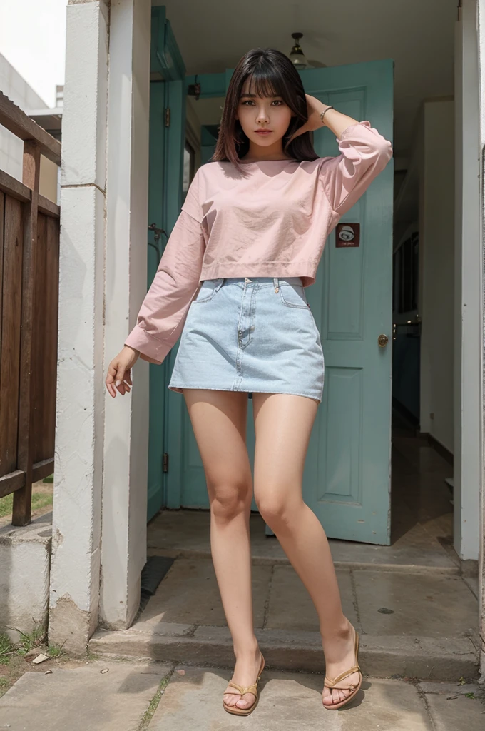 Cewek cantik rambut ungu full body