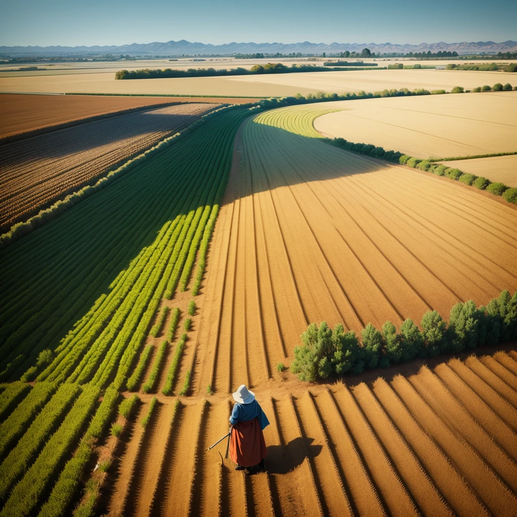 sad peasant dry field.