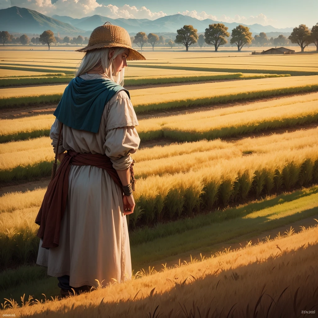 sad peasant dry field.