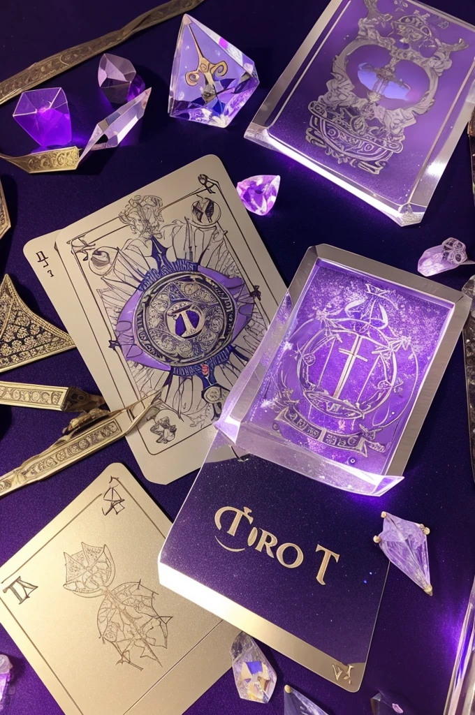 TT Tarot letters in crystal、The background is purple