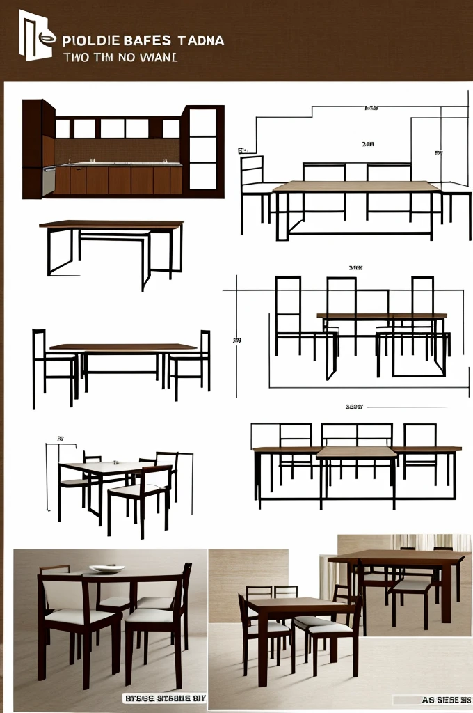 Based on Figure 1, produce a set of dining tables with a design that fits the limited area of the house by using sketching and rendering.