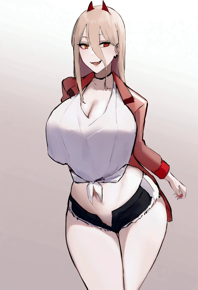 ((auta resolution,best qualityer)), 1 girl in town , with short shorts and long blouse, with a sexy look, and evil smile.