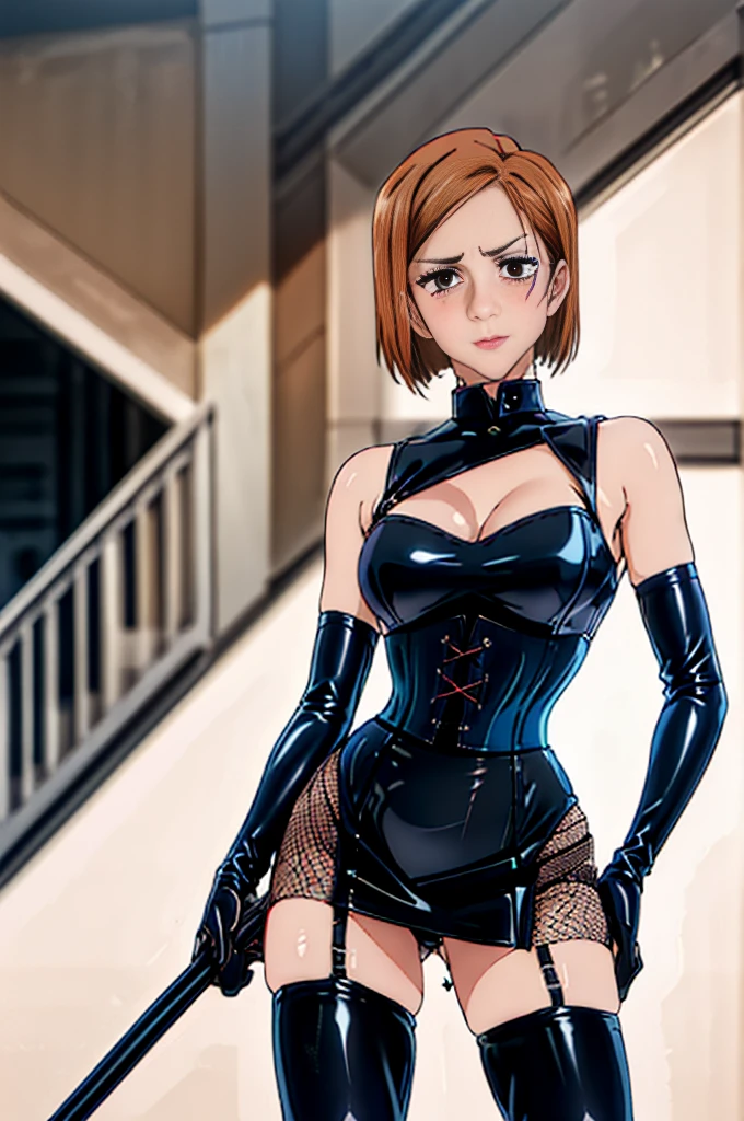 Emma Watson in a bondage suit and satin gloves、Hard gloved handjob to the dick、With scornful eyes