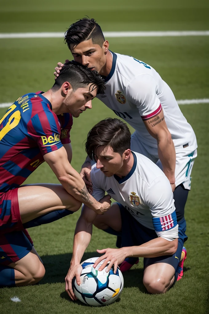 Cristiano Ronaldo kneeling for Messi
