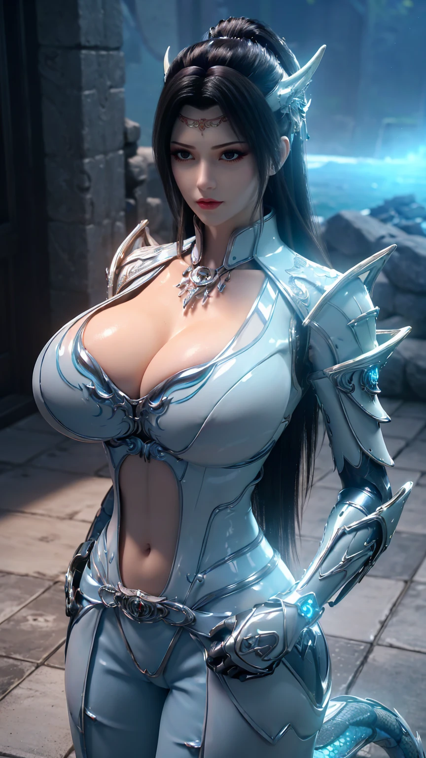 ((Unreal Engine 5)), Realistic Rendering, Excellent, Full armor, knight Cloak, helm, (Yoga hotpants), looking on camera, standing on studio, beautiful face, makeup, CGImix, (photorealism:1.2), ultrarealistic uhd face, (huge fake boobs:1.4), (gigantic breasts:1.1), (muscle abs), (big butt), (wide hips), (thick thighs), slim waist, hourglass figure, half body, ((glowing skin)), ((shiny skin)), Realistic body, ((she is sexy body)), ((clean skin)), photorealistic, bokeh, motion blur, masterpiece, highres, 1080P, super detail, textured skin