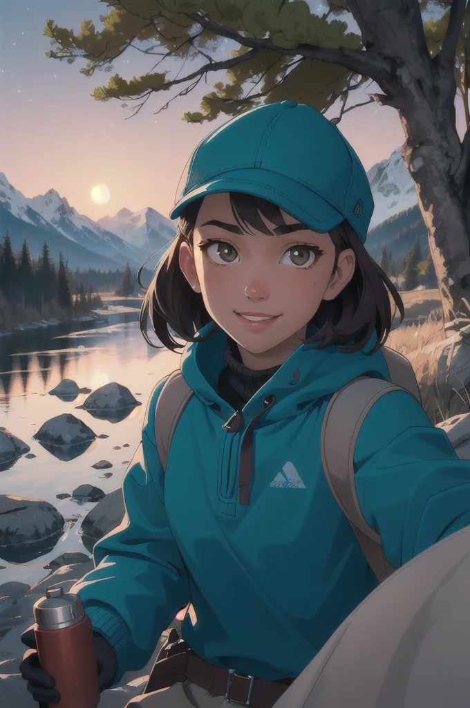 VeronicaCipher ((upper body selfie, happy)), masterpiece, best quality, ultra-detailed, solo, outdoors, (night), mountains, nature, (stars, moon) cheerful, happy, backpack, sleeping bag, camping stove, water bottle, mountain boots, gloves, sweater, hat, flashlight, forest, rocks, river, wood, smoke, shadows, contrast, clear sky, analog style (look at viewer:1.2) (skin texture) (film grain:1.3), (warm hue, warm tone) :1.2), close up, cinematic light, sidelighting, ultra high res, best shadow, RAW, upper body, , wearing pullover
kodak vision 3,