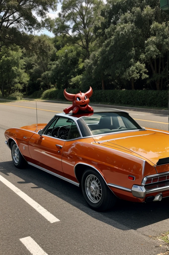 Devil traveling on the road