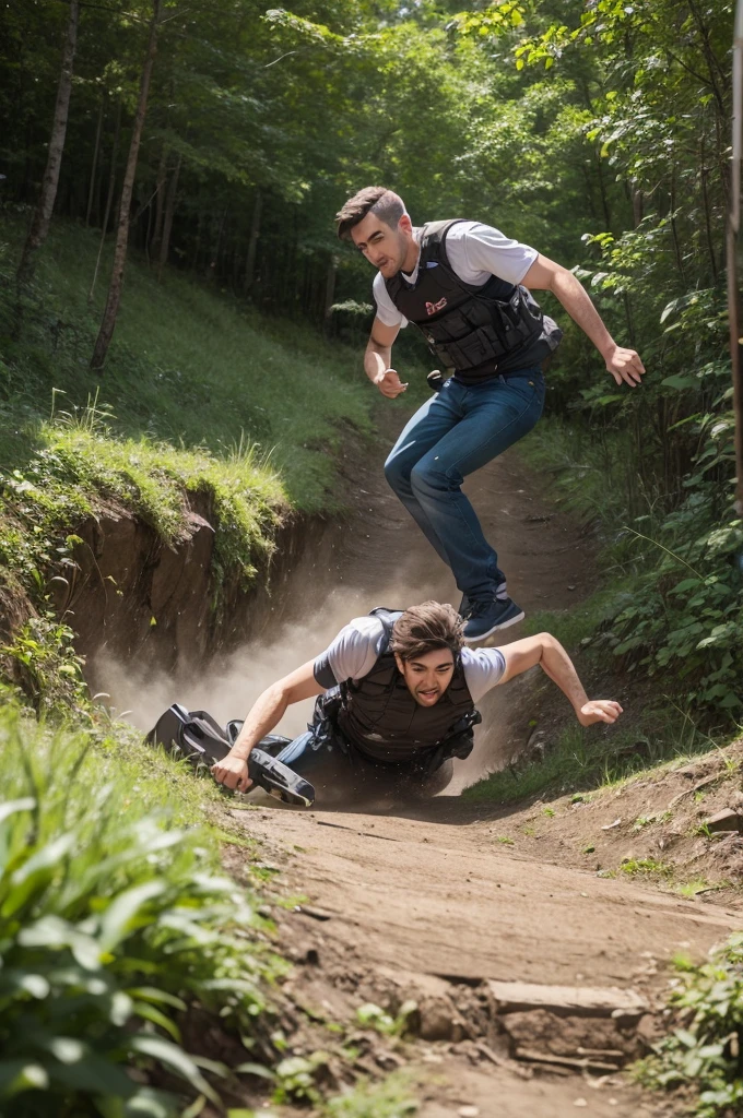 Man falling down hill