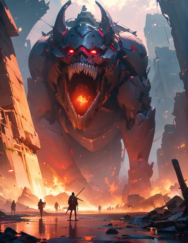 a giant mutant creature attacking a city, fighter jets and tanks battling the creature, dramatic action scene, cinematic lighting, detailed monster anatomy, highly detailed, 8k, photorealistic, concept art style