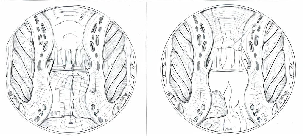 Acute and chronic anal fissure, line drawing, ultra HD, 4K