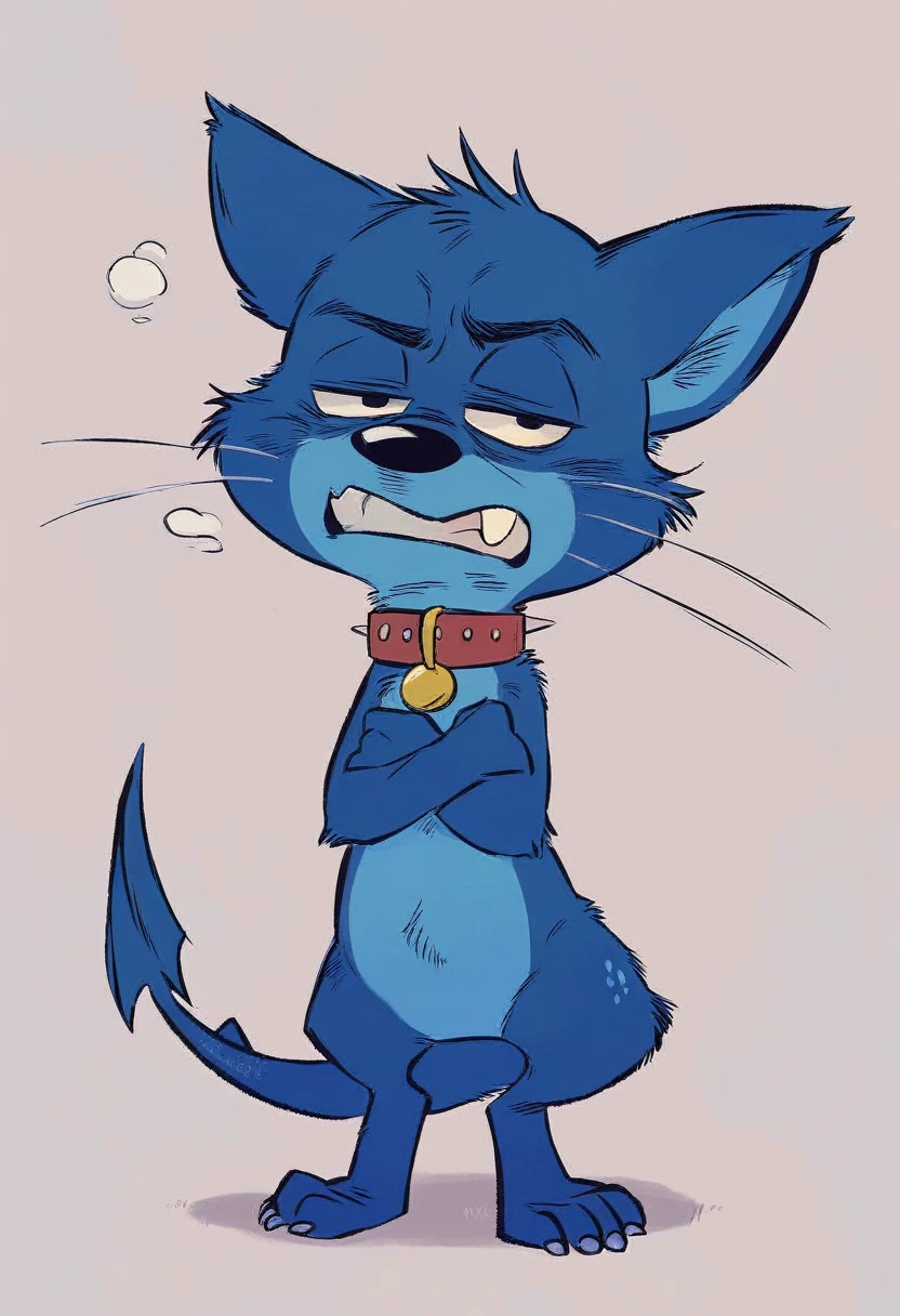 Blue Dog,Sleepy eyes,Spiny collar,2:2,Doraemon-like form,Bulldog,Ultra HD,4K,Delicate coat,Beautiful texture like Pixar,Disney-like characters,Dropped ears,Fangs protruding from the lower teeth,Blue Bulldog,whole body,2:2,もっとSleepy eyes,もっとDropped ears,More spikey collar,Red collar with silver spikes,More blue fur,Eyes with half-closed eyelids,Drawing the whole body,Arms crossed,Has three whiskers on each side,Even the legs are visible,No clothes on,Make it fatter,Feeling lethargic,Body and face are the same size,You can see all the way to your feet,No clothes on,Beautiful fur,My eyelids are about to fall off,Bipedal,The ears are large and droopy,large jaw,Lower teeth protruding,Silvery spines protruding from the collar