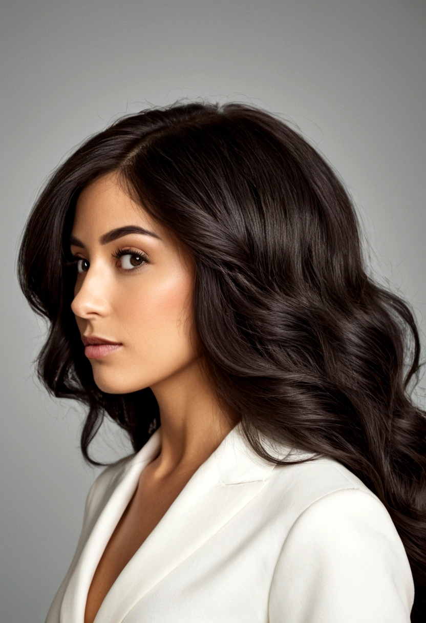 a beautiful woman with full of hair