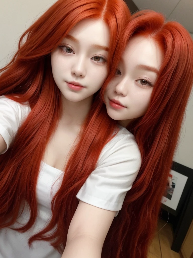 Korean with long red hair, Selfie