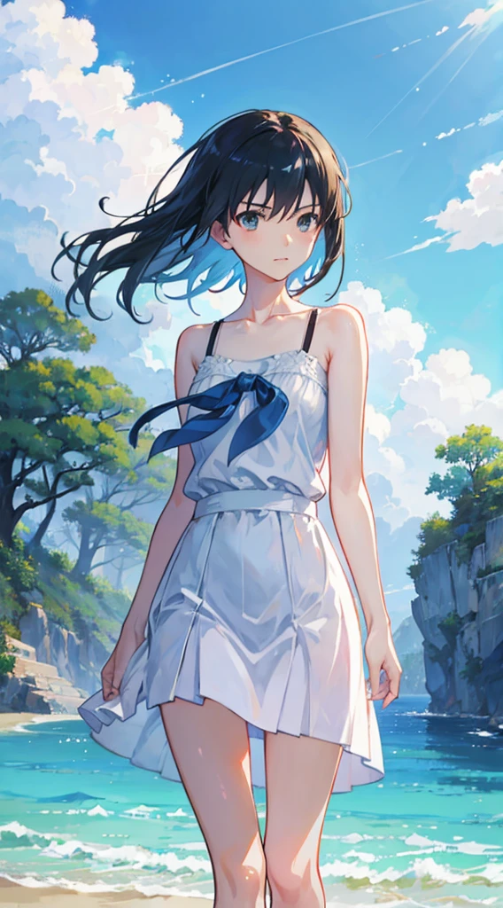 Summer, Makoto Shinkai's concept art, tumblr, magic realism, beautiful anime scenes, beautiful skies. by makoto shinkai, ( ( makoto shinkai ) ), anime background art, anime backgrounds, Makoto Shinkai's style, anime movie backgrounds, galaxy express, no humans. --v6