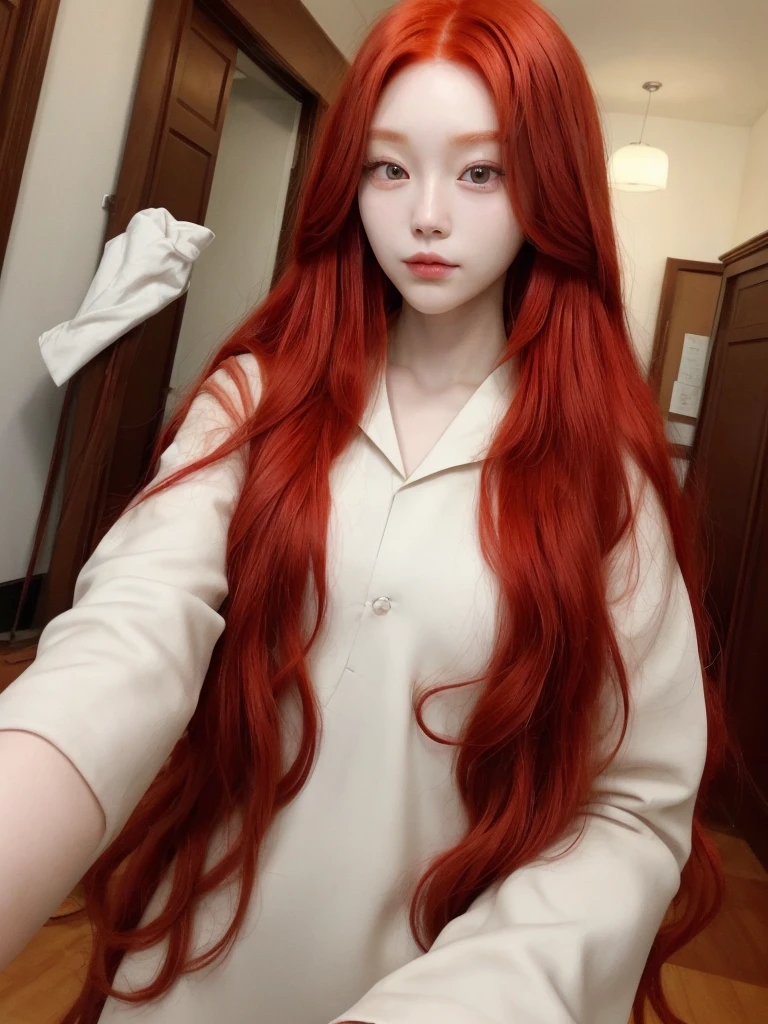  Korean with long red hair, Selfie