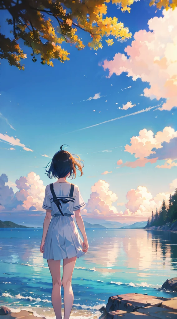 Summer, Makoto Shinkai&#39;s concept art, tumblr, magic realism, beautiful anime scenes, beautiful skies. by makoto shinkai, ( ( makoto shinkai ) ), anime background art, anime backgrounds, Makoto Shinkai&#39;s style, anime movie backgrounds, galaxy express, no humans. --v6
