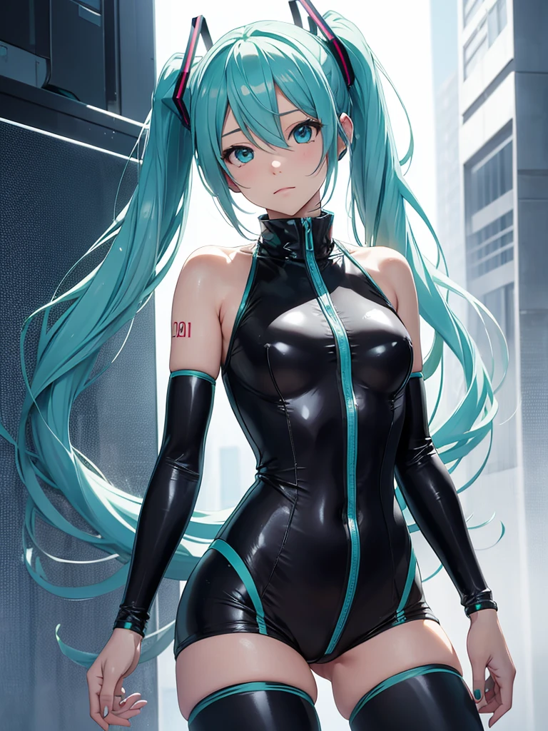 hatsune miku, wearing tight clothes