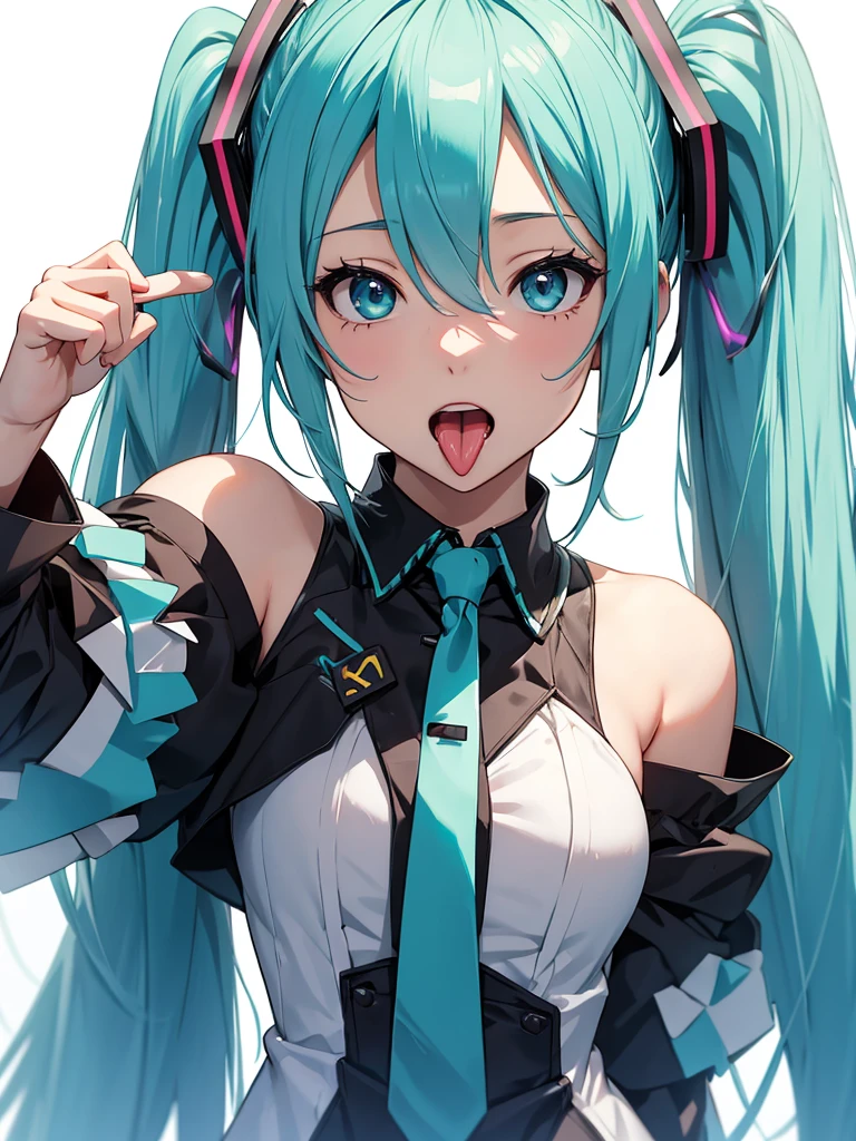 hatsune miku, showing the tongue