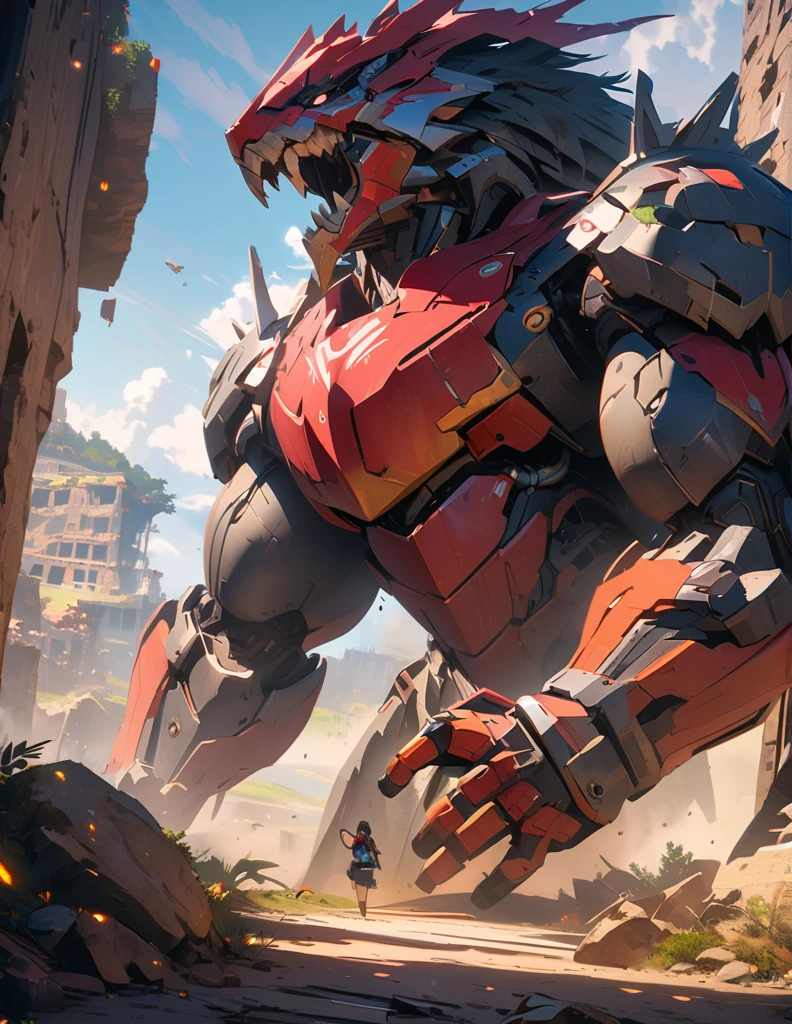 quality(8k wallpaper of extremely detailed CG unit, ​masterpiece, hight resolution, top-quality, top-quality ,hyper realisitic, digitial painting,increase the resolution,RAW photos，best qualtiy,highly detailed,the wallpaper),BREAK,8K , ancient ruins, Gigantic monster, goddess with nimbs, 