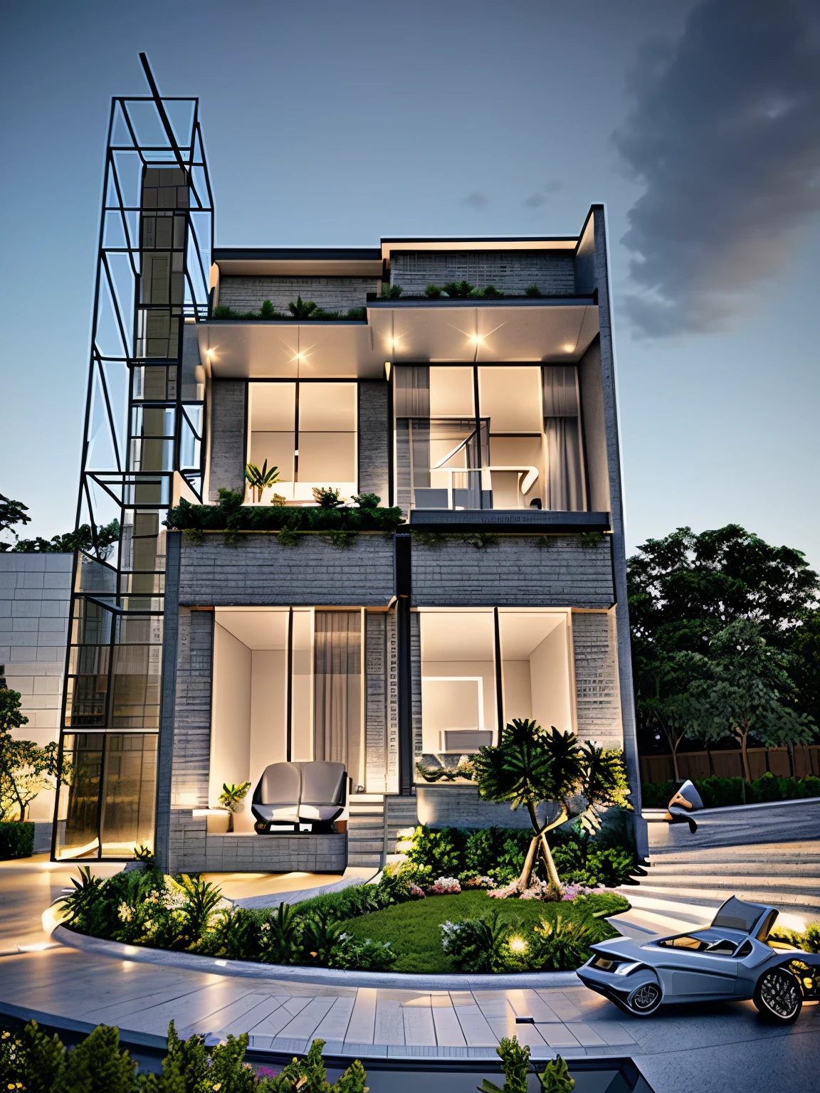 rendering of a modern residential townhouse, professional render, wide angle exterior 2023, highly detailed render, high quality rendering, realistic render, architectural render, high-quality render, detailed rendering, hyper-realistic render, hyper - realistic render, very realistic 3 d render, high render, realistic rendering, very realistic render