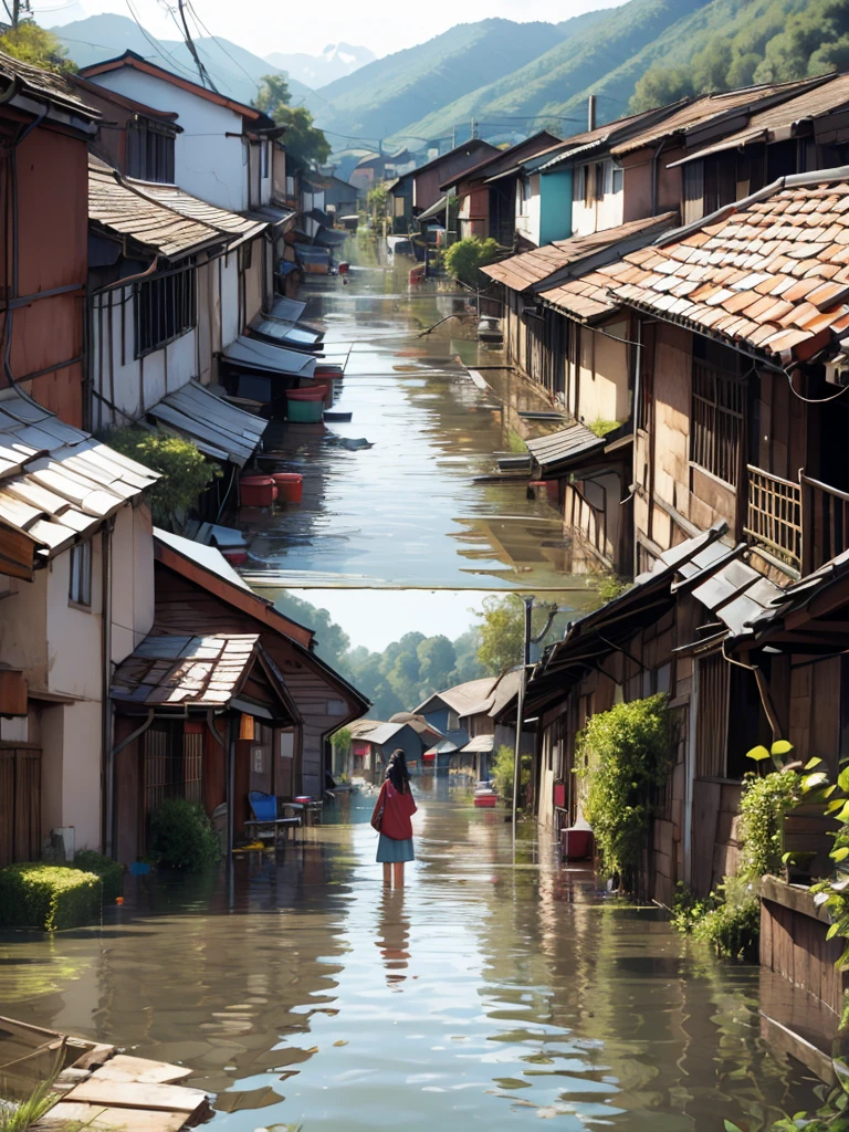 Flood affected village