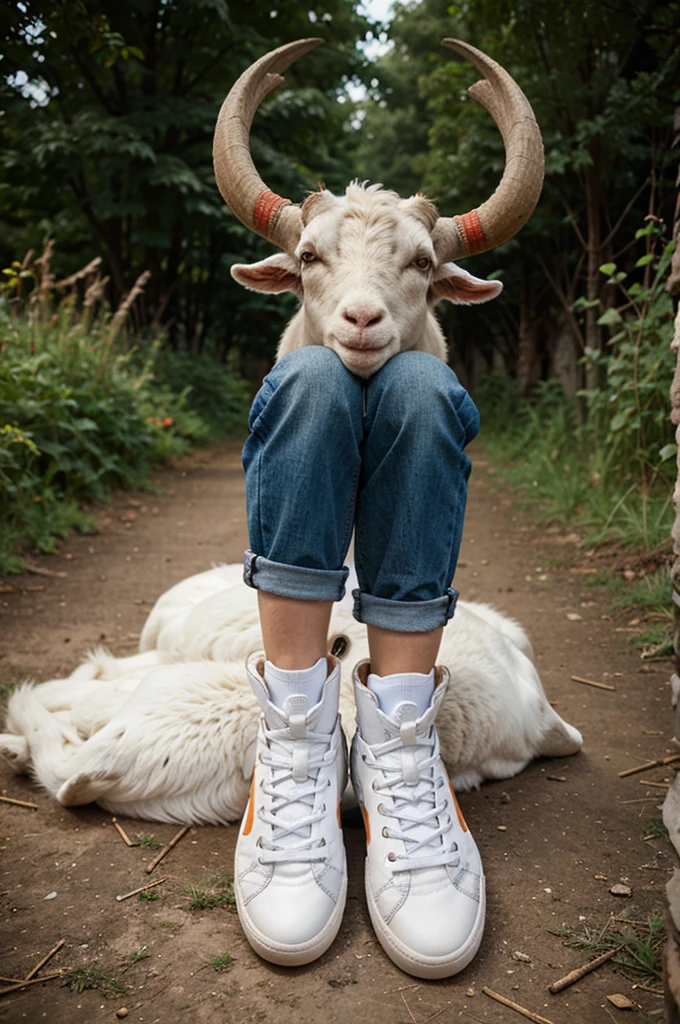 Goat kicks oranv