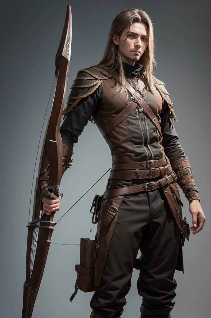 A 2 meter tall hunter class tiefilngs with a crossbow and dagger at his waist