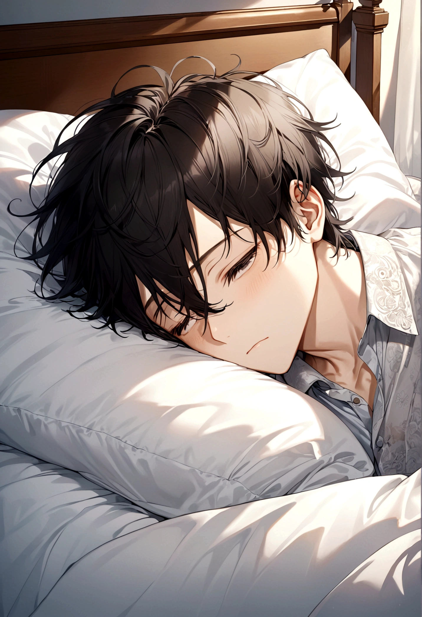 Aboy tired in bed