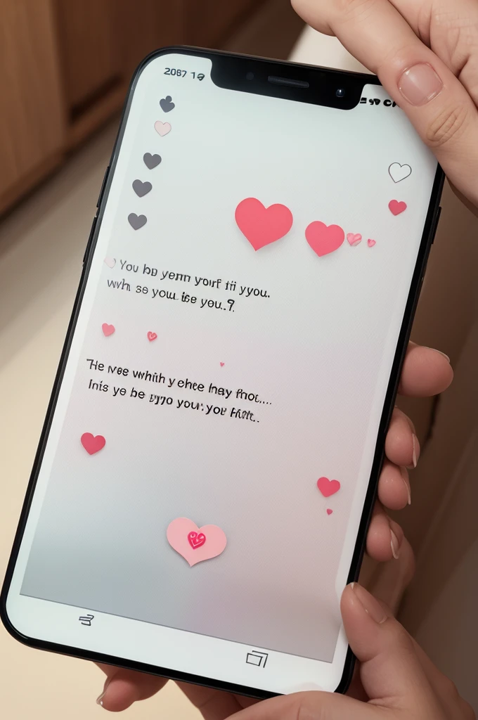 A text with hearts forming the phrase I love you