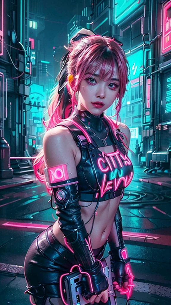 ExtremelyDetailed (Stunning GravureIdol) with Biomechanical HUGE and HEAVY boob, (masterpiece TopQuality RawPhoto Realistic) PerfectLighting (UltraDetailed CommercialPhoto),Detailed Stunning face, (Strapless NEON-bra)(Underboob Sideboob1.2)(Neon-Thongs) NEON-gloves, (PUNIPUNI) Flawless Radiant (PearlSkin) with Transparency, (glowing body:1.4) in dark, ((Studio Dark Background with (Overflowing Dazzling Neon Color Particles:1.36)))(((BokeH))), {(Grabbing Boobs)|(Arms Behind)|Dynamic-pose|((Assfocus)Roundly TinyButts)|(Overflowing Gigantic Cleavage:1.37)}, Braid hair with bun, {(hidden hand:1.4)|(no extra hand:1.4)} .